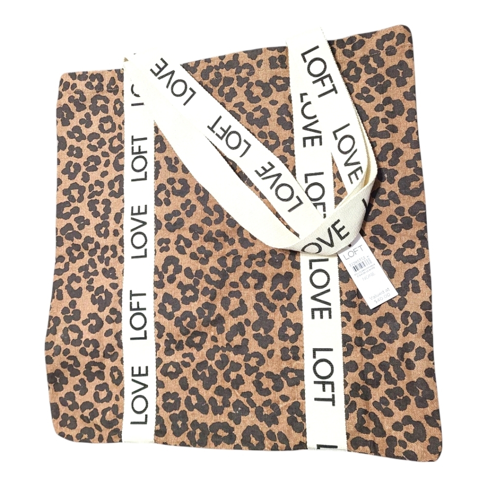 Ann Taylor Loft Love Tote Leopard Print‎ Canvas NWT